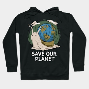 Snail Save Our Planet Cute Earth Day Boys Kids 2024 Hoodie